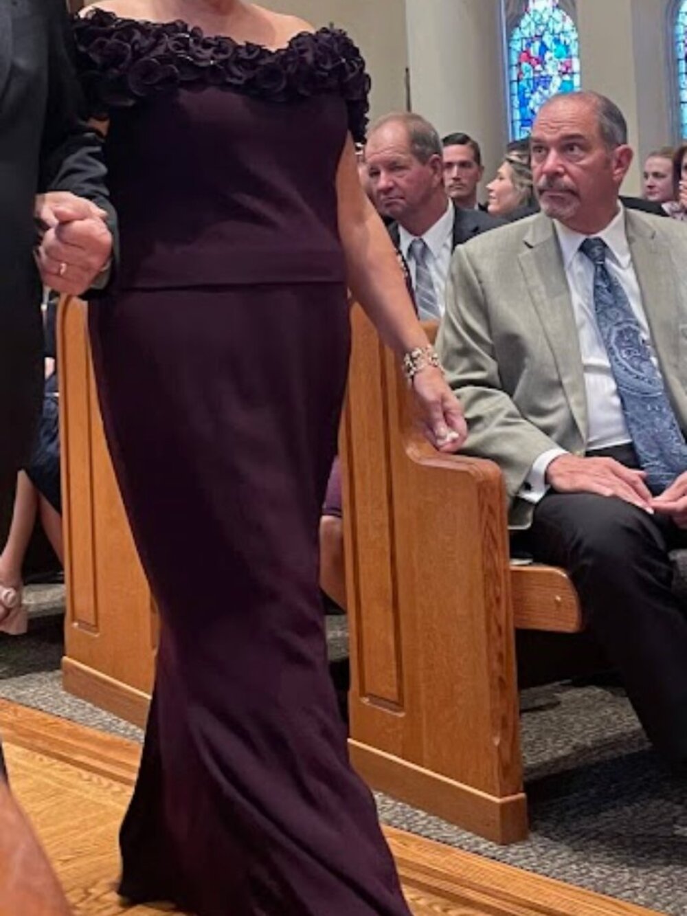 Elegant Off-Shoulder Evening Gown in Deep Plum